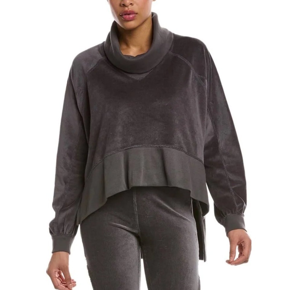 Free People Movement Last Chance Velour Pullover Gray Size Athleisure Oversized